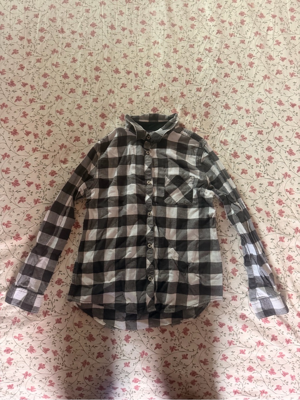 Cat & Jack Black and White Buffalo Plaid Button-Down Shirt